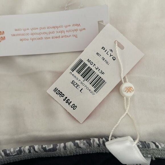 PilyQ bikini bottom. Grey and white Aztec pattern. Sz L. New with tags. - Picture 2 of 4